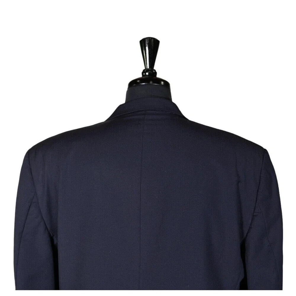 Jos. A. Bank Mens Blazer Blue 100% Wool Gold 2 Button Suit Jacket Sport Coat 44L